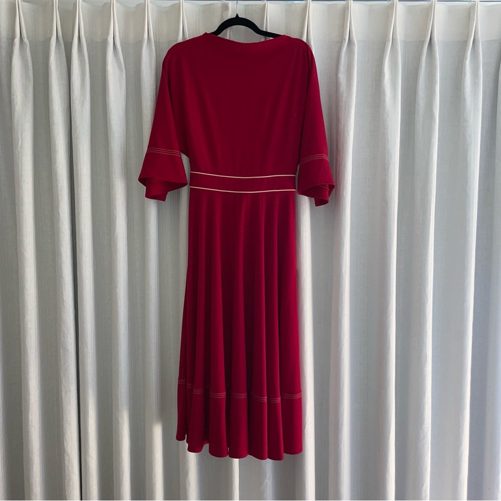 Roksanda x RTR Short Sleeve Red Tie Midi Dress